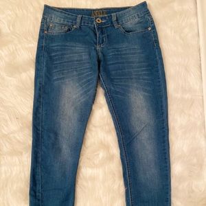 Low rise medium blue skinny jeans